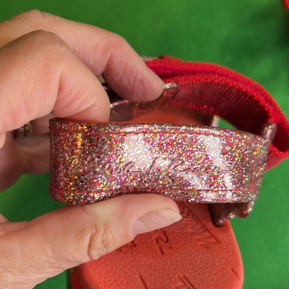 MINI MELISSA & RIDER PAPETE RED-CLEAR GLITTER PINK SANDAL SZ 12 - Picture 4 of 10